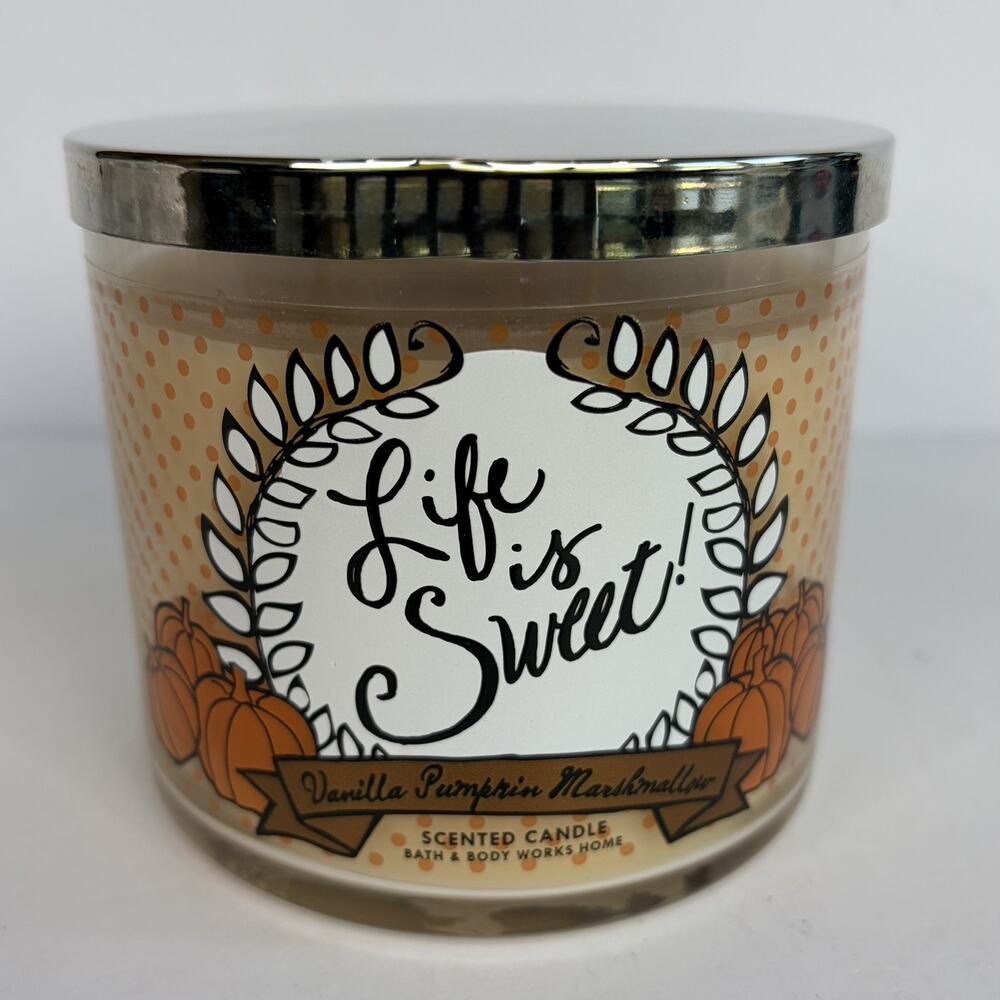 Unburned Bath & Body Works 3-Wick Scented Candle Vanilla Pumpkin Marshmallow